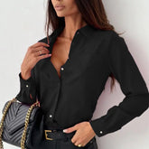 Slim Fit Shirt Single-breasted Elegant Blouse OL Commute Business Blouse